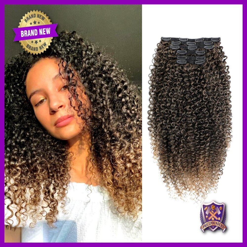 Clip in Hair Extensions 6PCS Protein Silk Kinky Curl Soft Natural Lightweight